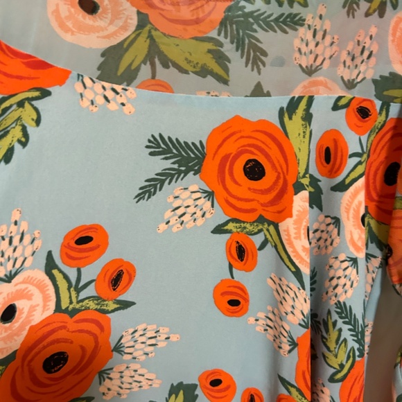 LIKE NEW! Women's Paper Crown Anthropologie Blue Floral Swing Dress - XSP - Picture 9 of 15